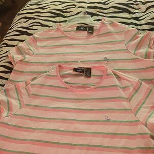 New Addition Maternity Pink Striped T-Shirts